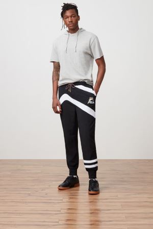 FILA Grant Hill Zenith Woven Pants Black / White / Black,Mens Clothing | CA.FVEIHQ978